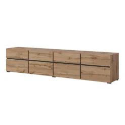 Mobile porta TV 225x48h cm 4 ante a ribalta 4 cassetti moderno rovere nero Lolla