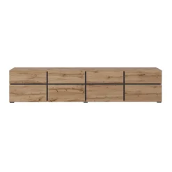 Mobile porta TV 225x48h cm 4 ante a ribalta 4 cassetti moderno rovere nero Lolla