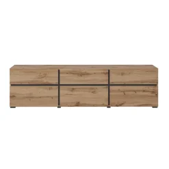 Mobile porta TV 180x48h cm 3 ante a ribalta 3 cassetti rovere nero Lolla