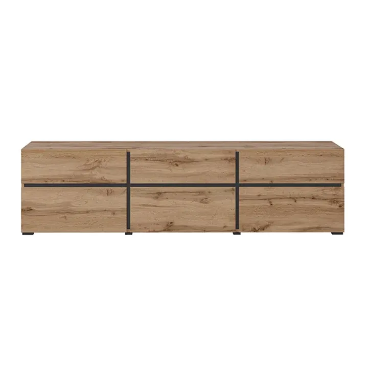 Mobile porta TV 180x48h cm 3 ante a ribalta 3 cassetti rovere nero Lolla