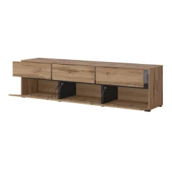 Mobile porta TV 180x48h cm 3 ante a ribalta 3 cassetti rovere nero Lolla
