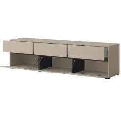 Mobile porta TV 180x48h cm 3 ante a ribalta 3 cassetti tortora nero Lolla