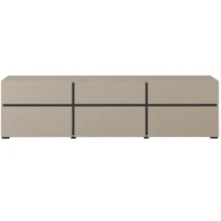 Mobile porta TV 180x48h cm 3 ante a ribalta 3 cassetti tortora nero Lolla