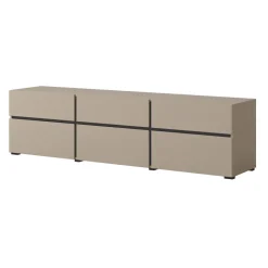 Mobile porta TV 180x48h cm 3 ante a ribalta 3 cassetti tortora nero Lolla