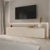 Mobile porta TV 219x50h cm 4 ante a ribalta cannettato beige cashmere oro Gatsby