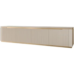 Mobile porta TV 219x50h cm 4 ante a ribalta cannettato beige cashmere oro Gatsby