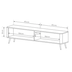 Mobile porta TV 200x51h cm 2 ante a ribalta bianco opaco cannettato Ramis