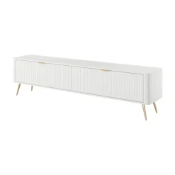 Mobile porta TV 200x51h cm 2 ante a ribalta bianco opaco cannettato Ramis