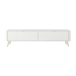 Mobile porta TV 200x51h cm 2 ante a ribalta bianco opaco cannettato Ramis