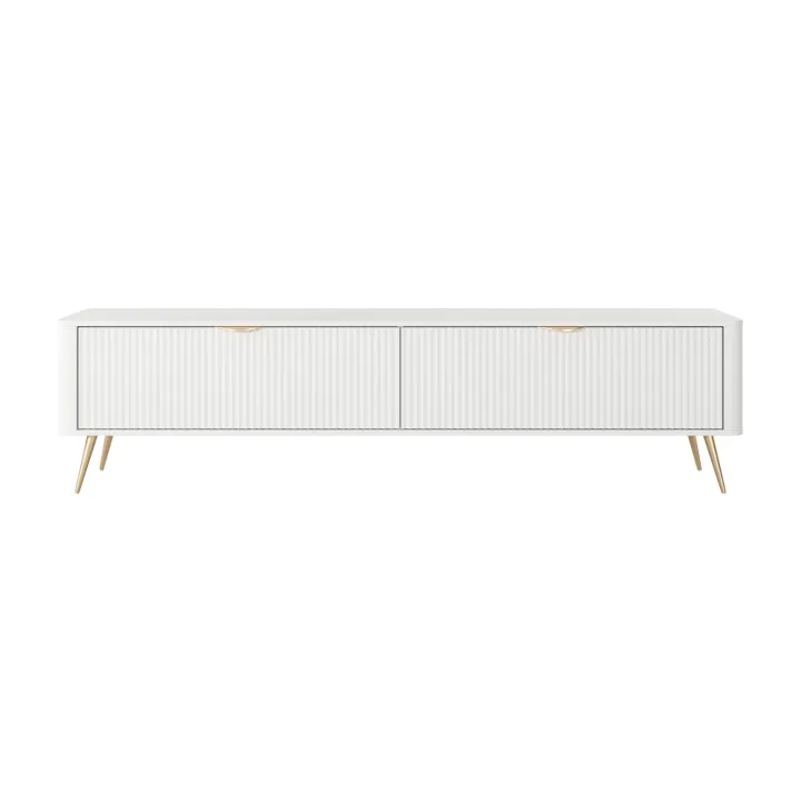 Mobile porta TV 200x51h cm 2 ante a ribalta bianco opaco cannettato Ramis