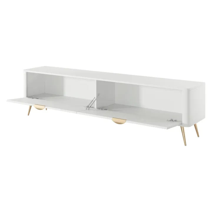 Mobile porta TV 200x51h cm 2 ante a ribalta bianco opaco cannettato Ramis