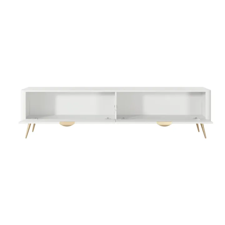 Mobile porta TV 200x51h cm 2 ante a ribalta bianco opaco cannettato Ramis