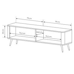 Mobile porta TV 163x51h cm 2 ante a ribalta bianco opaco cannettato Ramis