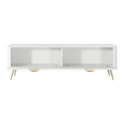 Mobile porta TV 163x51h cm 2 ante a ribalta bianco opaco cannettato Ramis