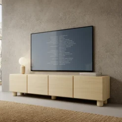 Mobile porta TV 200x47h cm 4 ante a ribalta soggiorno rovere chiaro Mellow