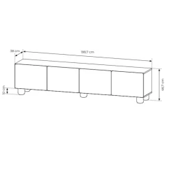 Mobile porta TV 200x47h cm 4 ante a ribalta soggiorno rovere chiaro Mellow