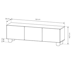 Mobile porta TV 150x47h cm 3 ante a ribalta soggiorno rovere chiaro Mellow