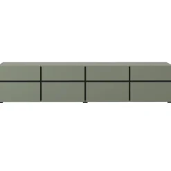 Mobile porta TV 225x48h cm 4 ante a ribalta 4 cassetti moderno verde nero Lolla