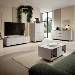 Mobile porta TV 150x55h cm 3 ante beige cashmere Stone