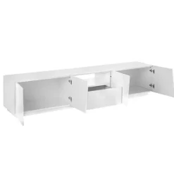 Mobile porta TV 220x46h cm 4 ante bianco lucido Candia Gihome®