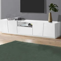 Mobile porta TV 220x46h cm 4 ante bianco lucido Candia Gihome®