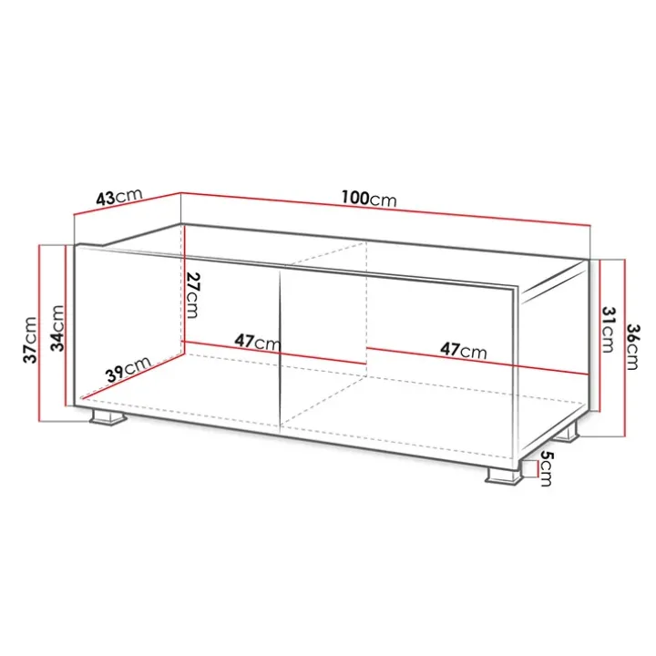 Mobile porta TV 100x37h cm 2 ante bianco lucido Mons