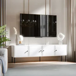 Mobile porta TV 201x60h cm 4 ante bianco opaco Stark
