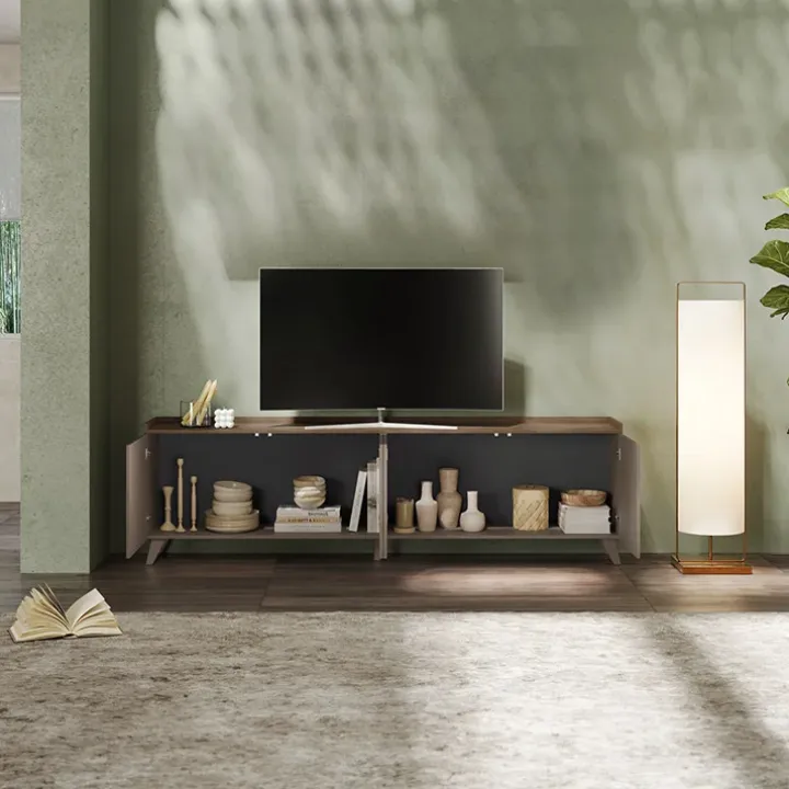 Mobile porta TV 241x72h cm 4 ante bronzo rovere scuro Jonson