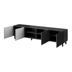 Mobile porta TV 201x53h cm 4 ante cannettato antracite Essence