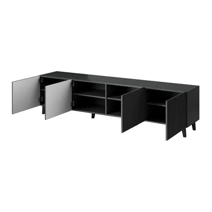 Mobile porta TV 201x53h cm 4 ante cannettato antracite Essence