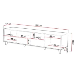 Mobile porta TV 201x53h cm 4 ante cannettato antracite Essence