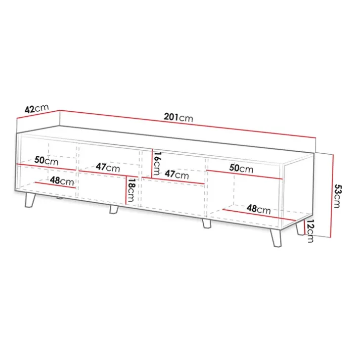 Mobile porta TV 201x53h cm 4 ante cannettato antracite Essence