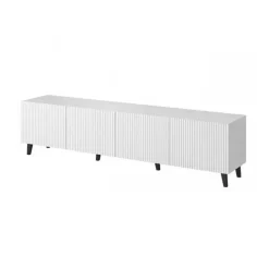 Mobile porta TV 201x53h cm 4 ante cannettato bianco Essence