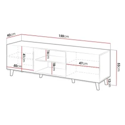 Mobile porta TV 150x52h cm 2 ante cannettato bianco Essence