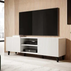 Mobile porta TV 150x52h cm 2 ante cannettato bianco Essence
