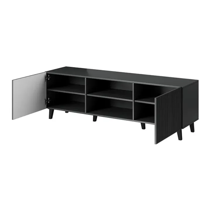 Mobile porta TV 150x52h cm 2 ante cannettato antracite Essence
