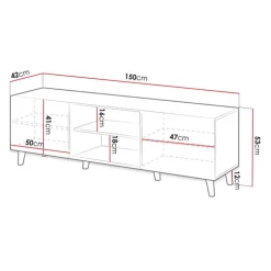 Mobile porta TV 150x52h cm 2 ante cannettato antracite Essence