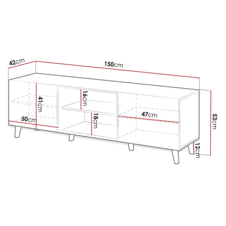 Mobile porta TV 150x52h cm 2 ante cannettato antracite Essence