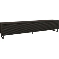 Mobile porta tv 200x40h cm 4 ante cannettato moderno nero grafite Tiziana