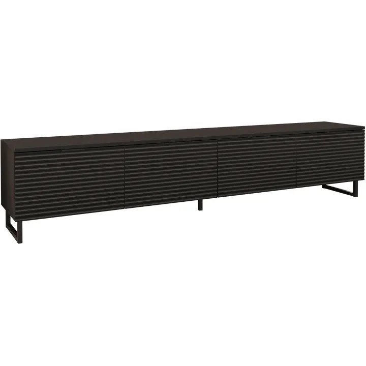 Mobile porta tv 200x40h cm 4 ante cannettato moderno nero grafite Tiziana
