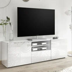 Mobile porta TV 181x57h cm 2 ante 1 cassetto bianco lucido Paradise