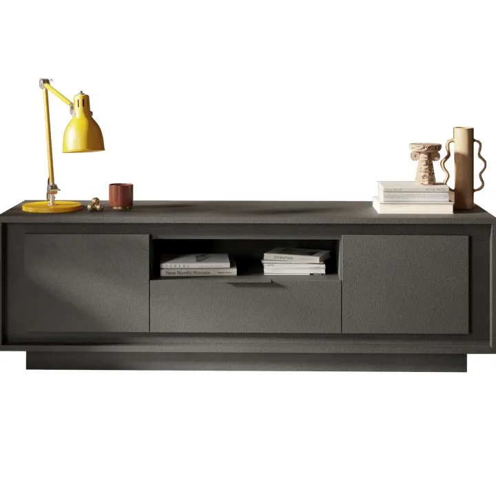 Mobile porta TV 184x58h cm 2 ante 1 cassetto antracite Deluxe