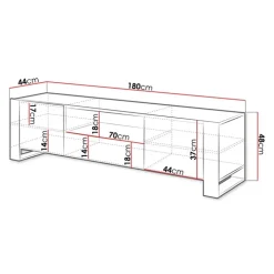 Mobile porta TV 180x48h cm 2 ante 1 cassetto legno antracite Tampere