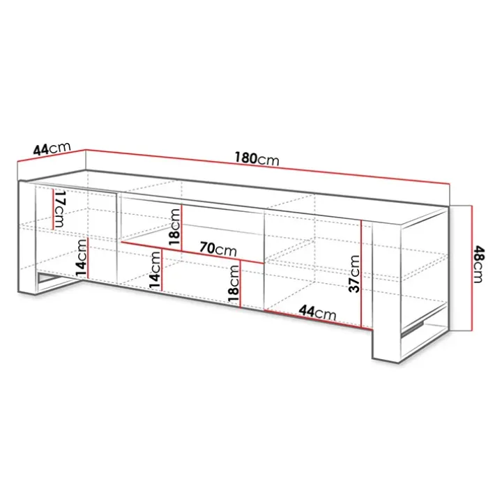 Mobile porta TV 180x48h cm 2 ante 1 cassetto legno antracite Tampere