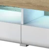 Mobile porta TV 208x48h cm 2 ante 4 cassetti bianco lucido rovere Tahiti