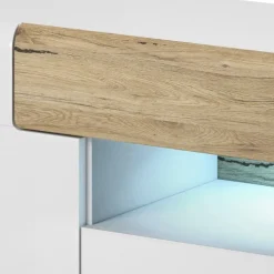 Mobile porta TV 208x48h cm 2 ante 4 cassetti bianco lucido rovere Tahiti