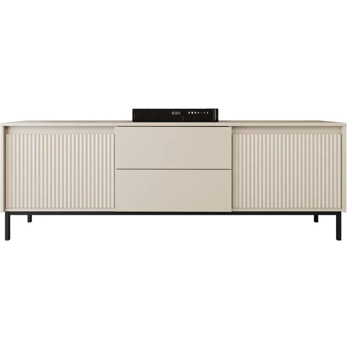 Mobile porta tv 174x60h cm 2 ante 2 cassetti cannettato beige Strike