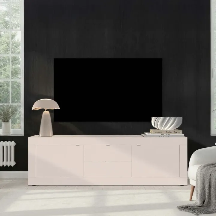 Mobile porta TV 210x66h cm 2 ante 2 cassetti beige cashmere Eternity