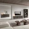 Mobile porta TV 195x61h cm 2 ante 2 cassetti soggiorno wengè nero Vesper