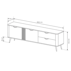Mobile porta TV 195x61h cm 2 ante 2 cassetti soggiorno wengè nero Vesper